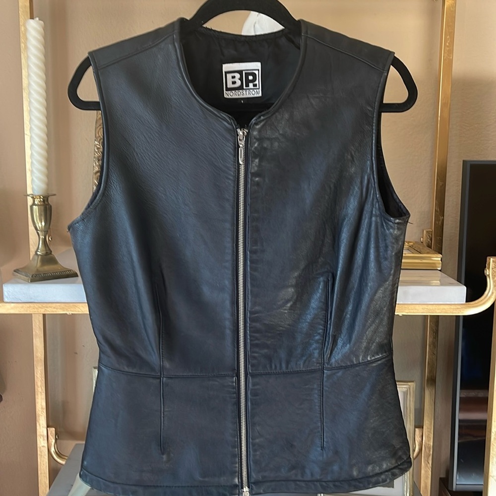 Black leather vest. Nordstrom B.P. Premier